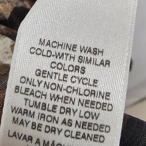 Chico's Brown Button Down Leopard Tunic Metallic Sheer Mobwife 2 (L) - Picture 11 of 12